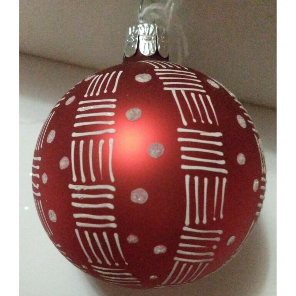 Czech Slovak Republic Handmade Glass Christmas Ornament Red White 2.5" New
